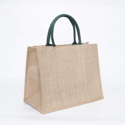 China Factory Sale Jute Material Shopping Tote Bag Jute Handled Custom Printing Promotional Bag for sale