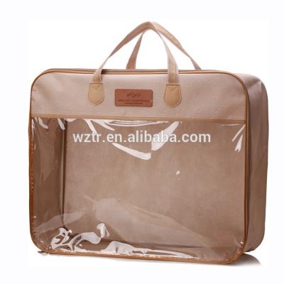 China Bedding Customized Clear Plastic PVC Zipper Cover Bag With Handle for sale