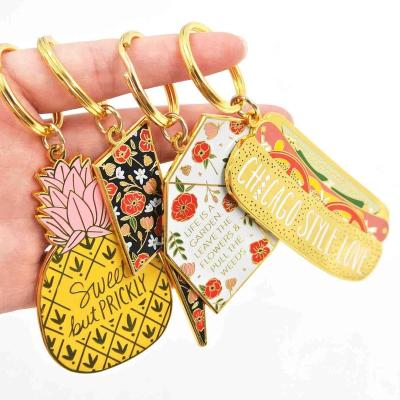 China Recycable Enamel Luxury Cute Metal Holder Key Ring Custom Logo Keychain for sale