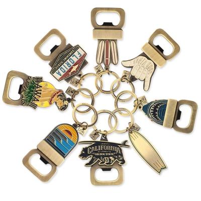 China Recycable Personalized Bulk Cute Metal Beer Bottle Opener Key Chain Custom Logo, Surfboard Bottle Opener Key Chain for sale