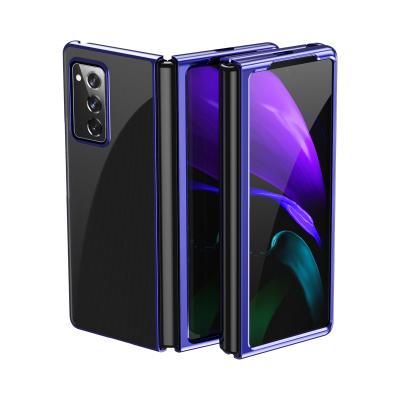 China Protect Cellphone Phone Case For Samsung Z PLI 2 PLY Transparent Vertical Bracket Foldable High Quality Electroplating Protective Back Cover for sale