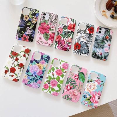 China Hot Selling TPU Phone Case For iPhone 12 13 11 X XR XS Pro 7Plus 8Plus Various IMD Se 2020 Max Colorful Flowers TPU Back Cover for sale