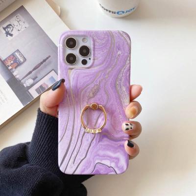 China High Quality IMD+TPU Phone Case For Samsung A51 A71 A50 A30S A72 A52 A32 A12 A42 A21S With Diamond Finger Ring Matte Marble Cover for sale