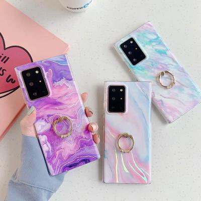 China Hot Selling Luxury Marble IMD+TPU Phone Case For Samsung A52 A72 A32 A12 A42 A21S A71 A51 A41 With Finger Ring Gradient Back Cover for sale