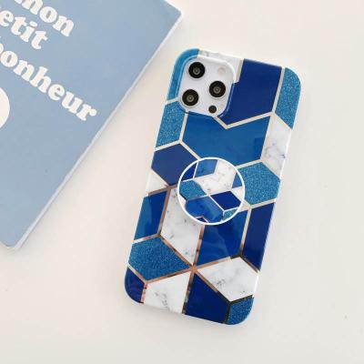 China PC+TPU With Stand Holder Phone Case For Samsung A12 A42 A52 A72 S30 S21 Plus Ultra Glossy Plated Marble Back Cover PC+TPU for sale