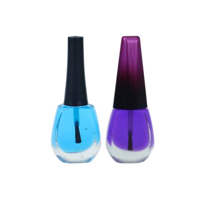 China Unique Fancy Design 12ml Personal Care Empty Nail Polish Glass Bottle With Flat Brush And Long Plastic Cap for sale