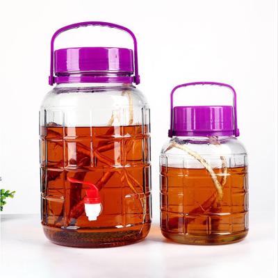 China 1L 2L 3L 5L 8L 10L Large Storage Viable Enzyme Kimchi Container Glass Pickled Jar With Big Cover And Screw Handle for sale