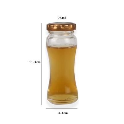 China Slim Storage 75ml Clear Size Shaped Glass Bird's Nest Bottle With Metal Lid for sale