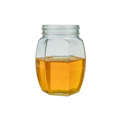 China Factory Wholesale 350ml 700ml Hexagonal Glass Honey Jar Storage for sale