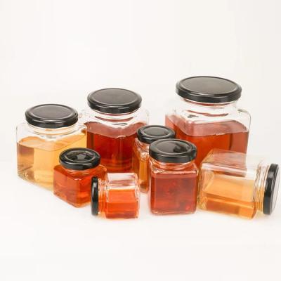 China Eco-friendly 50ml 80ml 100ml 130ml 200ml 280ml 380ml 650ml Square Empty Glass Jar Honey Jam Jar Glass Bottle With Lid for sale