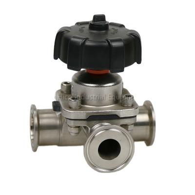 China General 3A Approved Various SS316L Sanitary Tee Shape 3 Way Flange Diaphragm Valve for sale