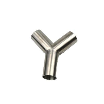 China Dairy Polished Y To Type Stainless Steel Tees / Butt Welding Sanitary Pipe Fittings for sale