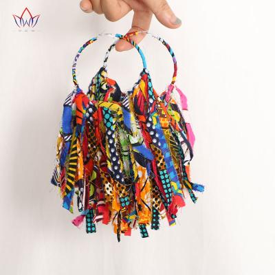 China Handmade Daily African Fabric Earrings With Tassels For Women Large African Print Ankara Oversized Earrings for sale