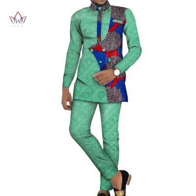 China Breathable Bazin Riche Men 2 Piece Pants Sets African Design Clothing African Men Clothes Casual Mens Tops Shirts And Pants Sets for sale