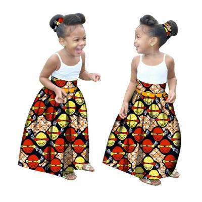 China Girl Fashion 100% Cotton Summer Kids African Clothes Customized Long Border Dashiki African Print Clothing With Free Headband wyt34 for sale