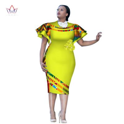 China Wax Cotton Print Clothing Ruffle Sleeve Knee Dress Summer Women African Dress Dresses Plus Size African Clothing 6XL for sale