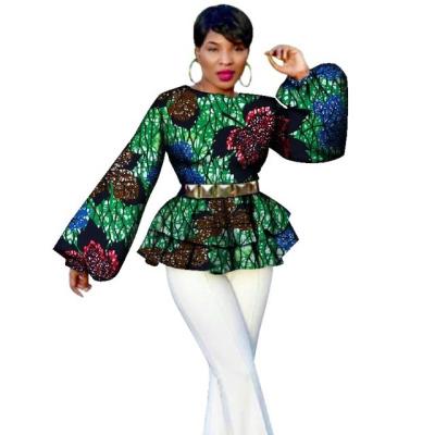 China Wholesale Anti Static Bazin Riche Tops Tees For Women Plus Size Traditional Women African Print Puff Sleeve Tops Clothing Dashiki WY2689 for sale