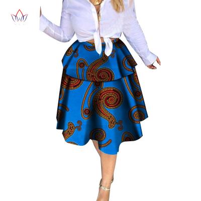 China Wax African Print Plus Size Loose Skirt For Women African Bazin Riche Cotton Mini Skirts African Style Clothing Pleated Short Skirt WY3928 for sale