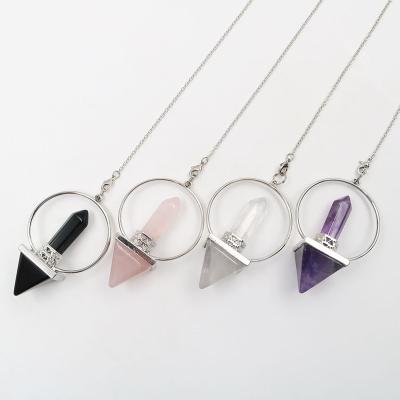 China Fashionable Natural Tiger Eye Stone Rock Crystal Amethysts Energy Pyramid Stone Pendulum Pendant for sale