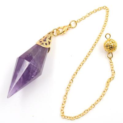 China Dangling Divination FASHIONABLE Crystal Double Pointed Hexagonal Meditation Natural Pendulum Stone Reiki Amulet Pendulum for sale