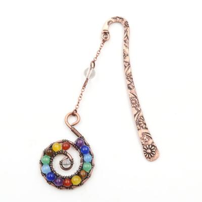 China Retro China Alloy Metal Mermaid Dolphin Sun Flower 7 Chakra Spirals Shape Pendant Bookmarks for sale