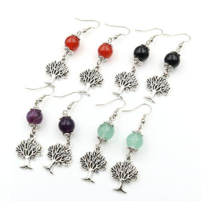 China Crystal Tree of Life Dangle Natural Stone Crystal Bead DIY Earring Jewelry Charms Earrings 10mm For Women for sale