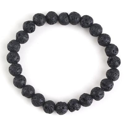 China Volcanic Black Rock Bead 8mm Lava Volcanic Rock Natural Stone Beads Bracelets Men Jewelry for sale