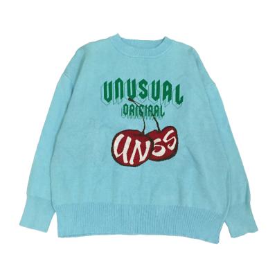 China Custom Anti-Wrinkle Logo Sweater Unisex Oversized Cherry Crewneck Fashion Anti-Wrinkle Jacquard Pattern for sale