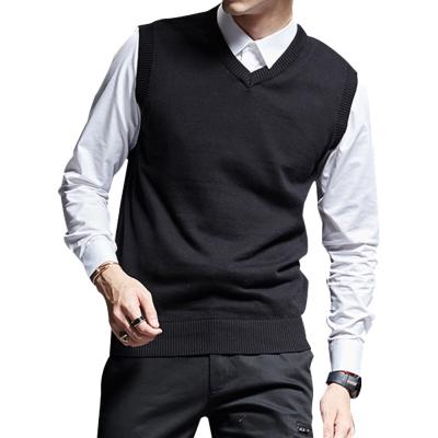 China Caual Polo Neck Sleeveless Wool Man Custom Cashmere Cotton Sweaters OEM Anti-Wrinkle Knit Sweater Vest for sale