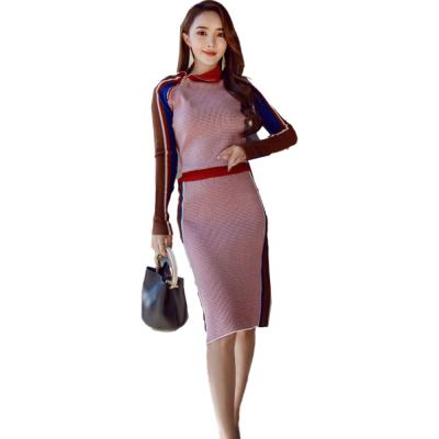 China New QUICK DRY Women's Winter Sets Custom Made Sweater Star The Same Style Temperament Zipper Top Slim Sweater Fashion Two Piece Set Skirt for sale