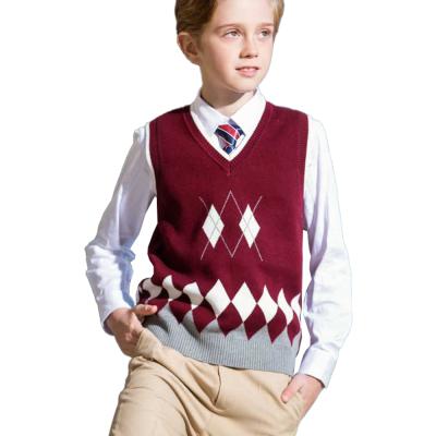 China School Uniform Custom Knitwear Factory Anti-wrinkle Sweaters Children Anti-wrinkle Cotton Sweater Vest Sleeveless Vest for sale