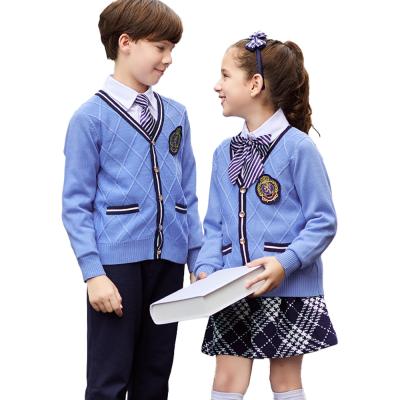 China Autumn New Design Children's School Uniform Sweater Cardigan Custom Made Anti Shrink Anti Shrink Knit Sweater for sale