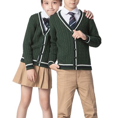 China ODM Sweater Factory Spring Sleeve Cable V-Neck Anti-Shrink OEM Kids Anti-Shrink Long Knitted Cardigan For Kid for sale