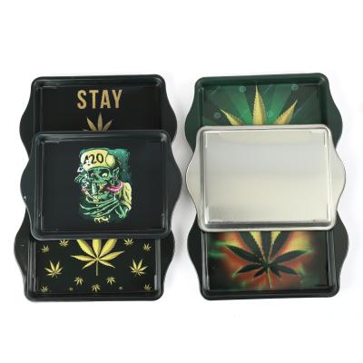 China Various Of Designs Models JL-005Z Different Smoking Serving Metal Rolling Tray Cheap Tin Rolling Tray Custom Stock for sale