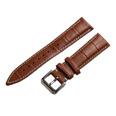 China Black 16mm18mm19mm20mm22mm Genuine Leather Dark Brown Pin Buckle Leather Strap Simple and Stylish Light Brown for sale