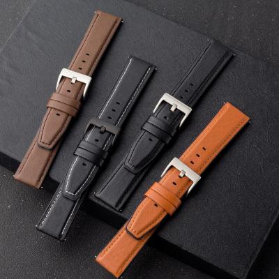 China Fashion For Huawei Samsung Honor Smart Watch Strap Rubber Leather Strap 20mm Dark Brown 22mm Black Light Brown for sale