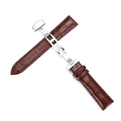 China Leather Strap Texture Stainless Steel Bamboo Buckle Style Black Brown Accessories14mm 16mm 18mm 20mm 22mm Watch Strap for sale