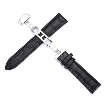 China Stainless Steel Texture Watchband Leather Strap Accessories Leather Strap Bamboo Bamboo Style Brown Black for sale