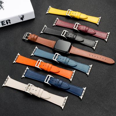 China Leather Suitable for apple watch strap leather style strap suitable for watch7 6 5 4 3 2 1SE replacement 38mm40mm42mm44mm for sale