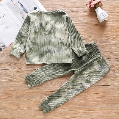 China Guangzhou Long Sleeve Newborn Infant Boutique Casual Hot Selling Breathable Wholesale High Quality Cotton Drop Tie Dye Set For Kids for sale