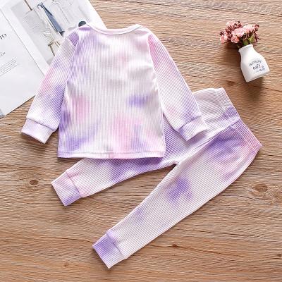 China Zhejiang Casual Wholesale Infant Comfortable Cotton Long Sleeve O-Neck Tie Dye 2022 Set For Solid Kids Boys Girls Clothing 6-60 Months for sale