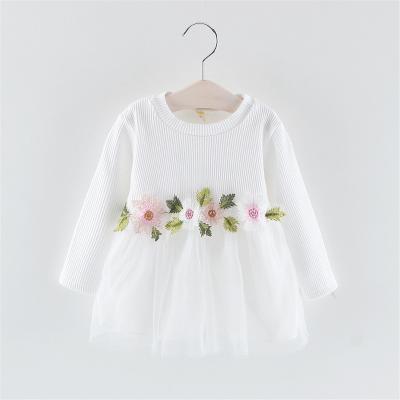 China 2022 Hot Selling Huzhou Breathable Factories Long Sleeve Baby Dresses Three Colors Girls Cute Floral Dresses Spring And Autumn Dresses for sale