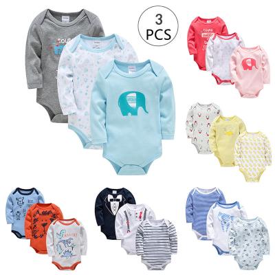 China China Wholesale 100% Cotton Customized OEM 100% Cotton Spring Boys Girls Newborn Jumpsuit Boutique Infant Clothing 3 PCS Sets Baby Rompers for sale