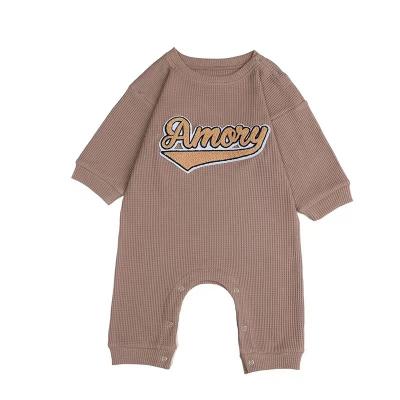 China Soft 100% Baby Clothes Onesie Baby Romper Cotton Waffle Long Sleeve Toddler Newborn Infant Jumpsuit Jumpsuit for sale