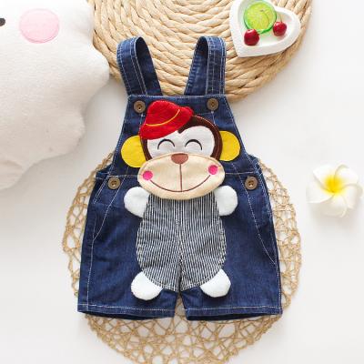 China 2022 sleeveless striped high quality boutique denim monkey hood kids boys girls comfortable clothing newborn soft cute red shorts for sale