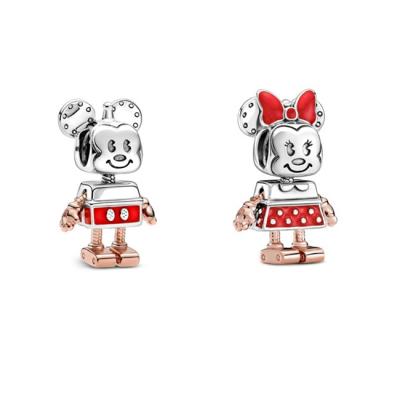 China High quality S925 Sterling Silver Mickey Minnie robot pendant suitable for pandoraer bracelet for sale