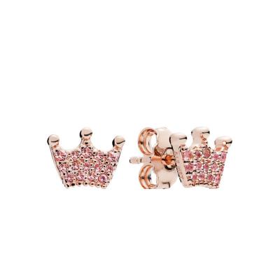 China Wholesale High Quality Romantic 18K Rose Gold Plated Earrings Fashion Crown Pandora Earrings for sale