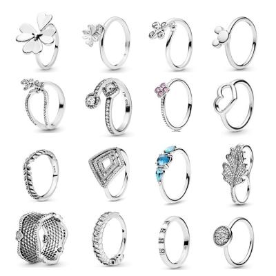 China Wholesale high quality romantic pandoraer fashion jewelry gift 925 ring ladies silver geometric wedding ring for sale