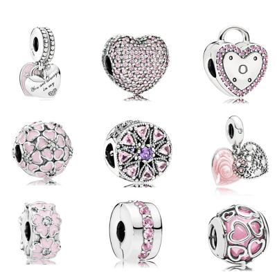 China CLASSIC high quality beads of S925 Sterling Silver Pink can be matched with Pandoraer's bracelet for sale