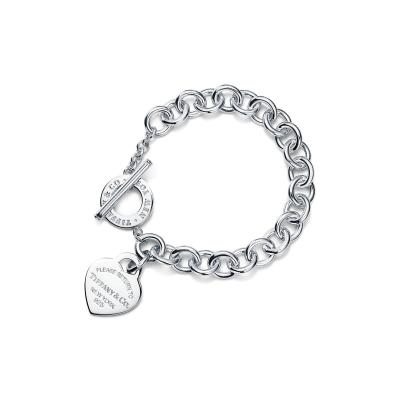 China Customized Classic Women's 925 Silver Eternal Peach Heart Bangle Bracelet Suitable for tiff jewelry for sale